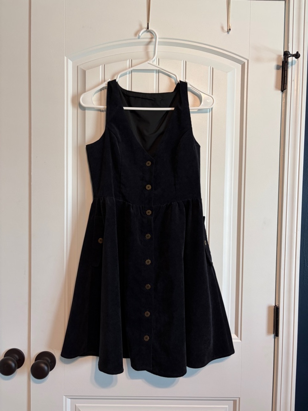 Black Button-Front A-Line Dress
